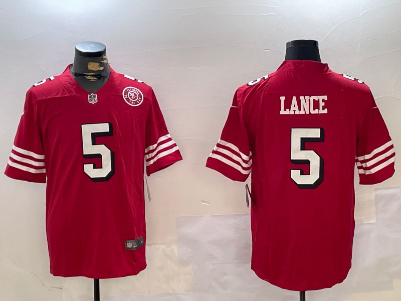 Men San Francisco 49ers #5 Lance Red Second generation 2024 Nike Limited NFL Jersey style 2